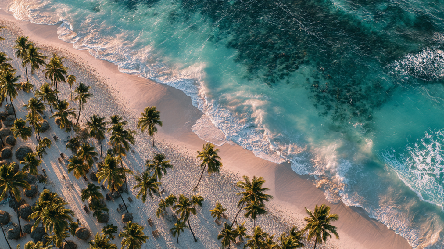 Vue de Punta Cana — palmiers et eaux turquoise des Caraïbes